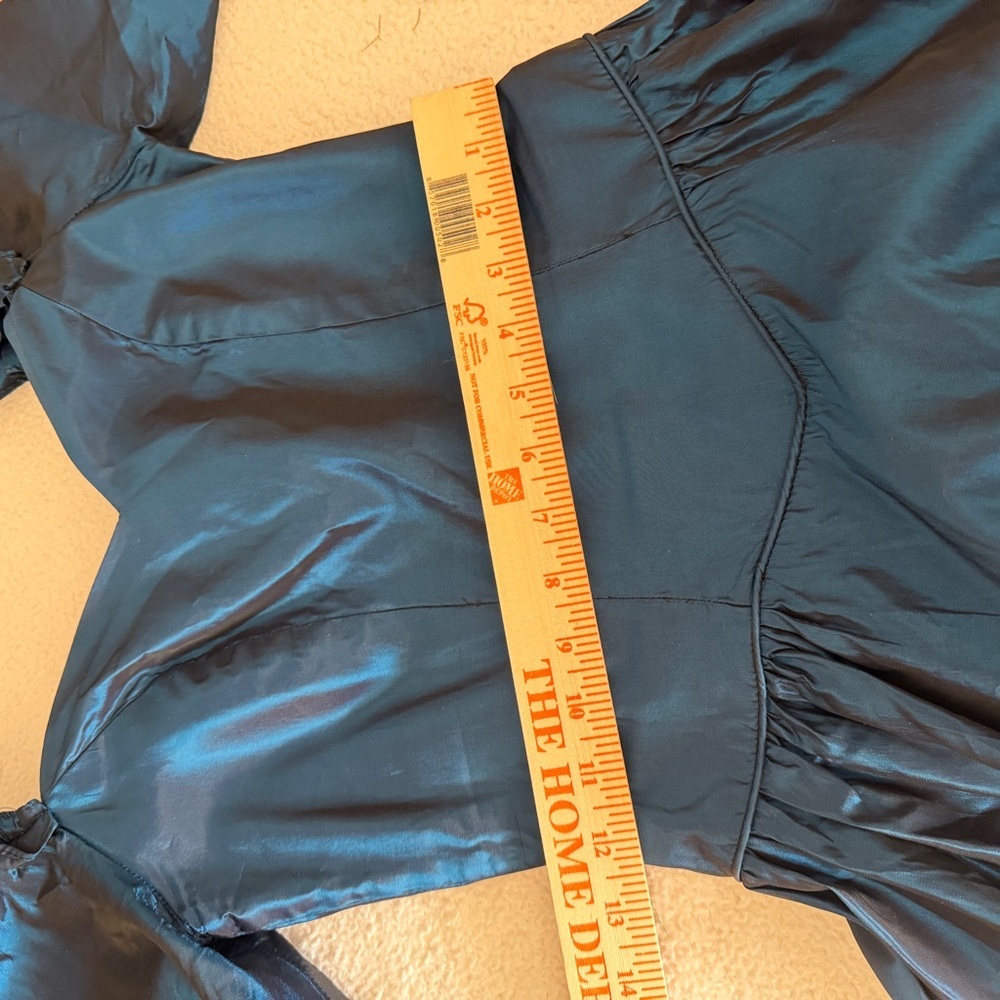 Vintage Jessica Mcluntock style Teal Off-Shoulder Dress with bow - Picture 7 of 11